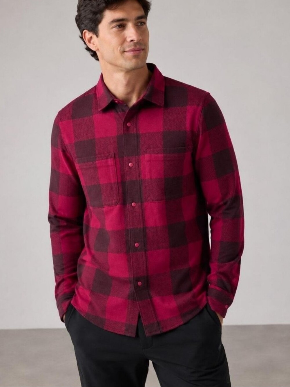Lululemon Flannel Men's Soft Knit Overshirt Check Plaid Pomegranate Red Large